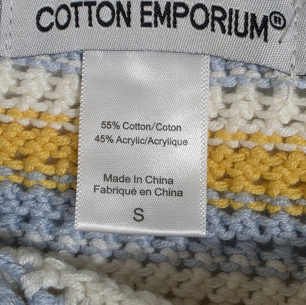 Cotton Emporium Blue and Yellow Vintage Inspired Crochet Crop Top Size Small - Picture 2 of 10